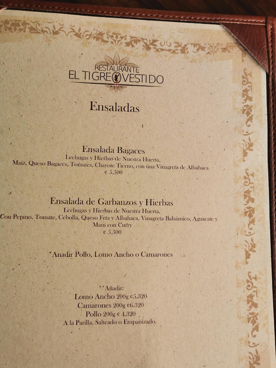 Menu Restaurante El Tigre Vestido-6